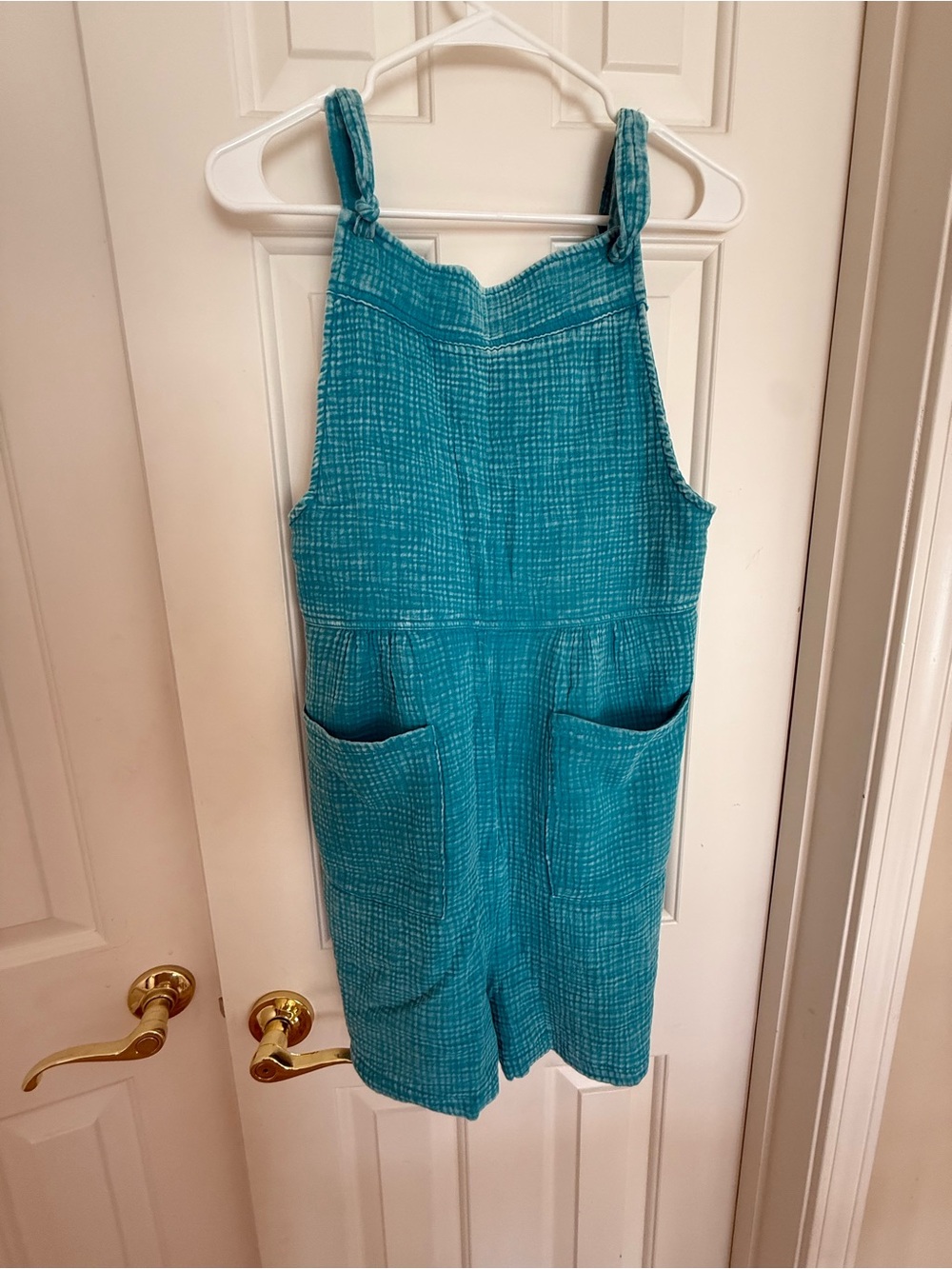 Zenana Outfitters Teal Cotton Gauze Womens One-Piece Shorts with Front Pockets
